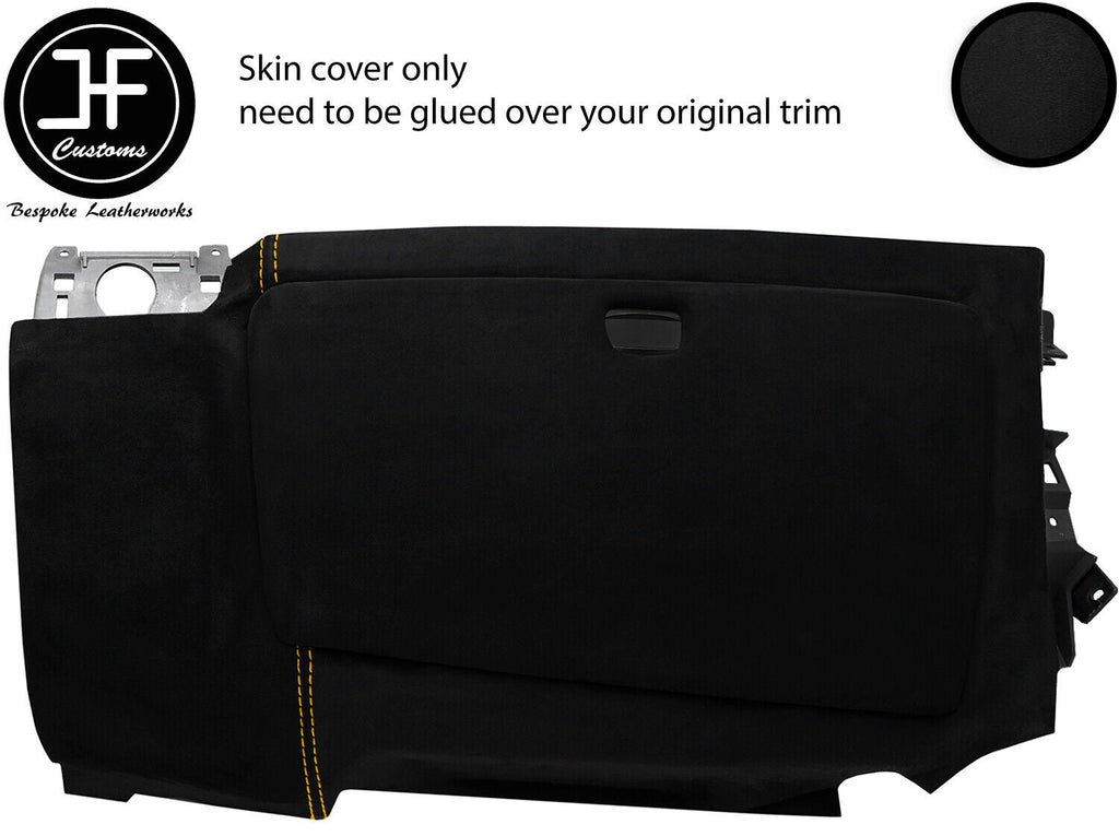YELLOW STITCH LOWER DASH GLOVE BOX  LUXE SUEDE COVER FOR BMW E81 E82 E87 05-07