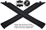 RED STITCH 2X A PILLAR LEATHER SKIN COVER FITS MITSUBISHI COLT 2004-2012