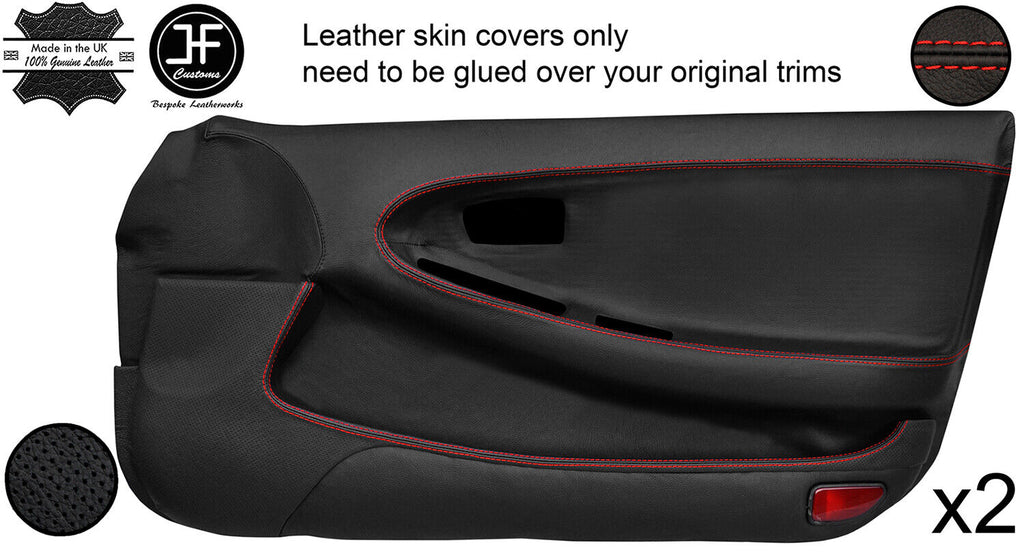 RED STITCH 2X FULL DOOR CARD LEATHER COVERS FITS TOYOTA MR2 MK2 89-00 STYLE 2