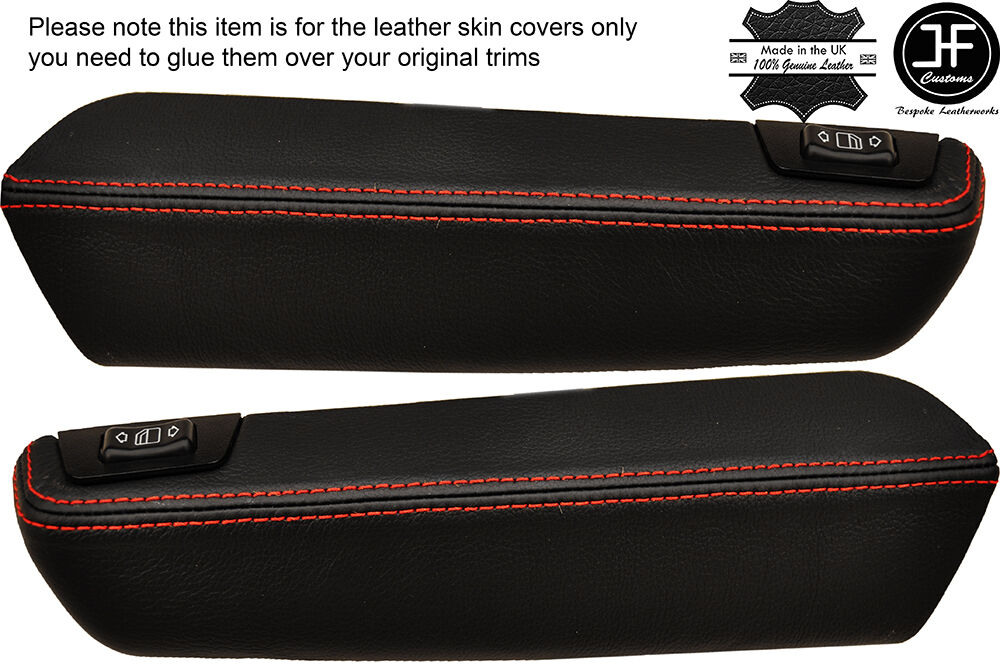 RED STITCH 2X REAR DOOR ARMREST LTHR COVER FITS MERCEDES C124 E CLASS COUPE