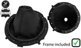 BLACK STITCH LEATHER GEAR GAITER+PLASTIC FRAME  FITS NISSAN 350Z 06-09 FACELIFT