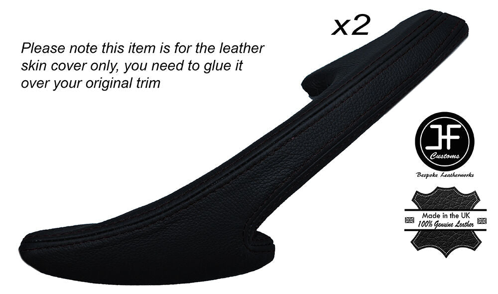 BLACK STICH 2X FRONT FULL DOOR HANDLE SKIN COVER FITS MERCEDES CL500 W215 99-0