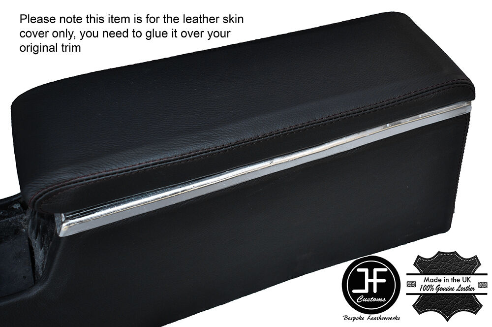 BLACK STITCHING ARMREST LID LEATHER COVER FITS FORD CORSAIR 1963-1971 CUSTOM NEW