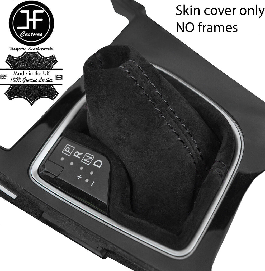 BLACK STITCH REAL SUEDE AUTO AUTOMATIC GEAR GAITER FOR INFINITI Q50 2013-2017