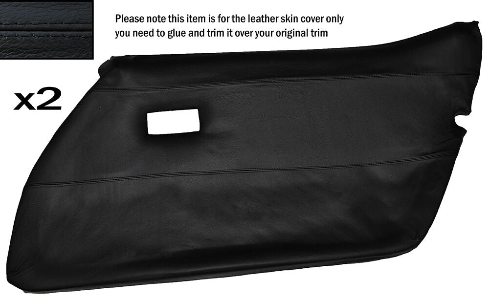 BLACK STITCH 2X FRONT FULL DOOR CARD LEATHER SKIN COVER FITS CORVETTE C3 78-82
