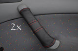 FITS SKODA OCTAVIA 2X DOOR HANDLE COVERS BLACK LEATHER red stitching CUSTOM NEW