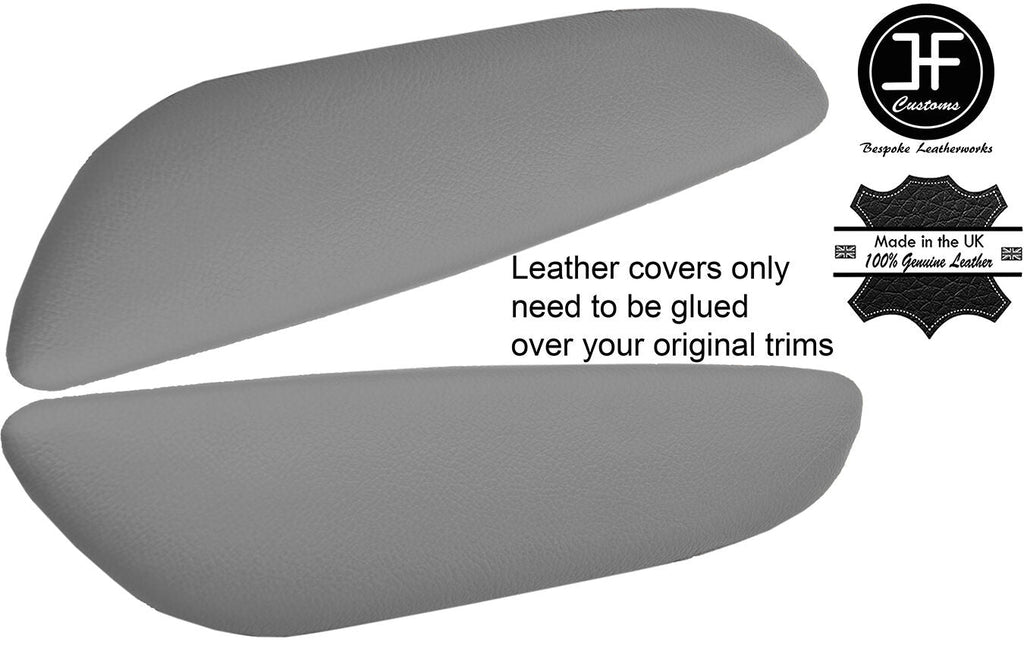 GREY LEATHER 2X REAR DOOR ARMREST COVERS FITS BMW E46 CONVERTIBLE COUPE