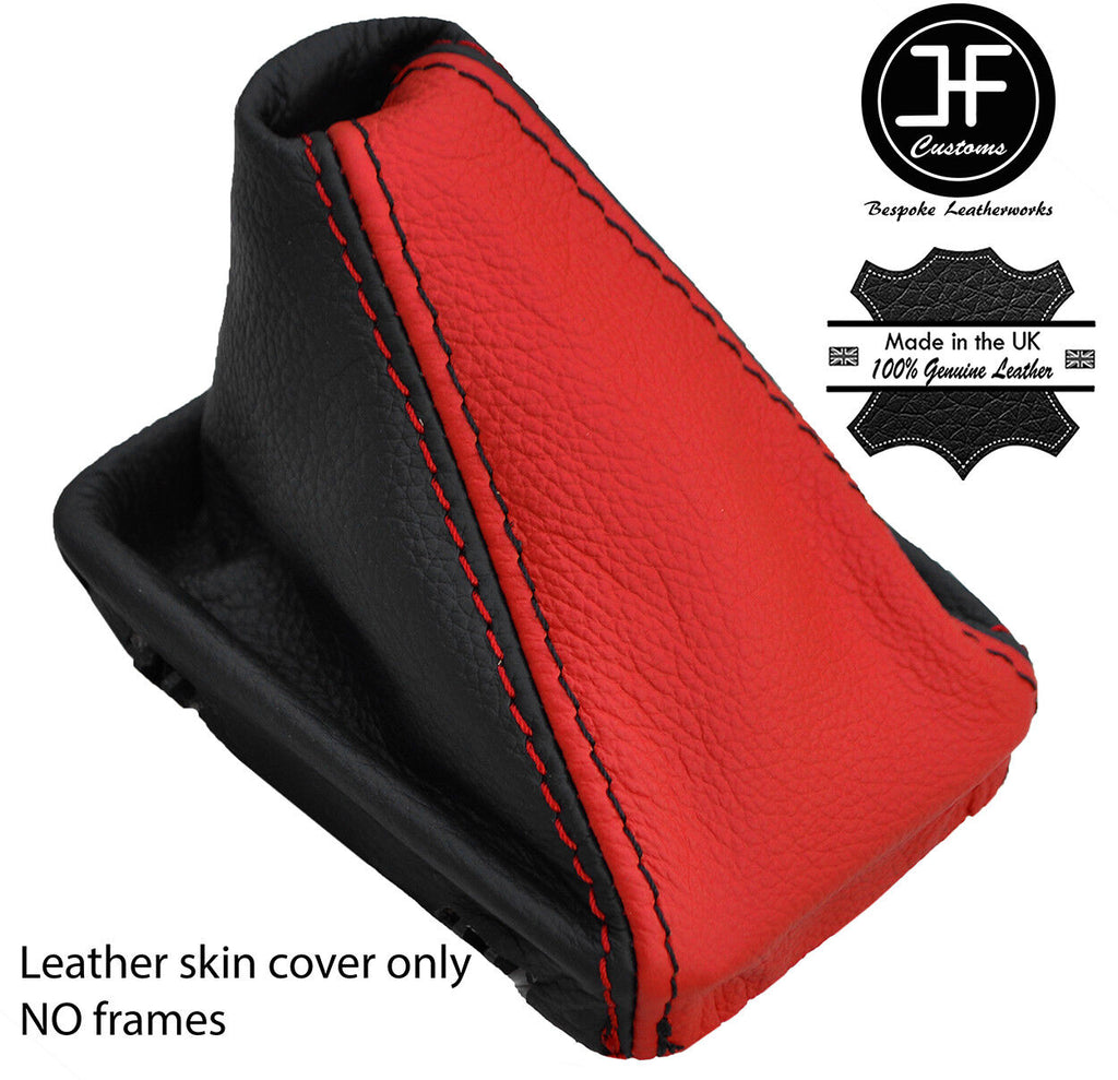 BLACK & RED TOP GRAIN REAL LEATHER GEAR GAITER FOR MERCEDES SLK R170 96-04