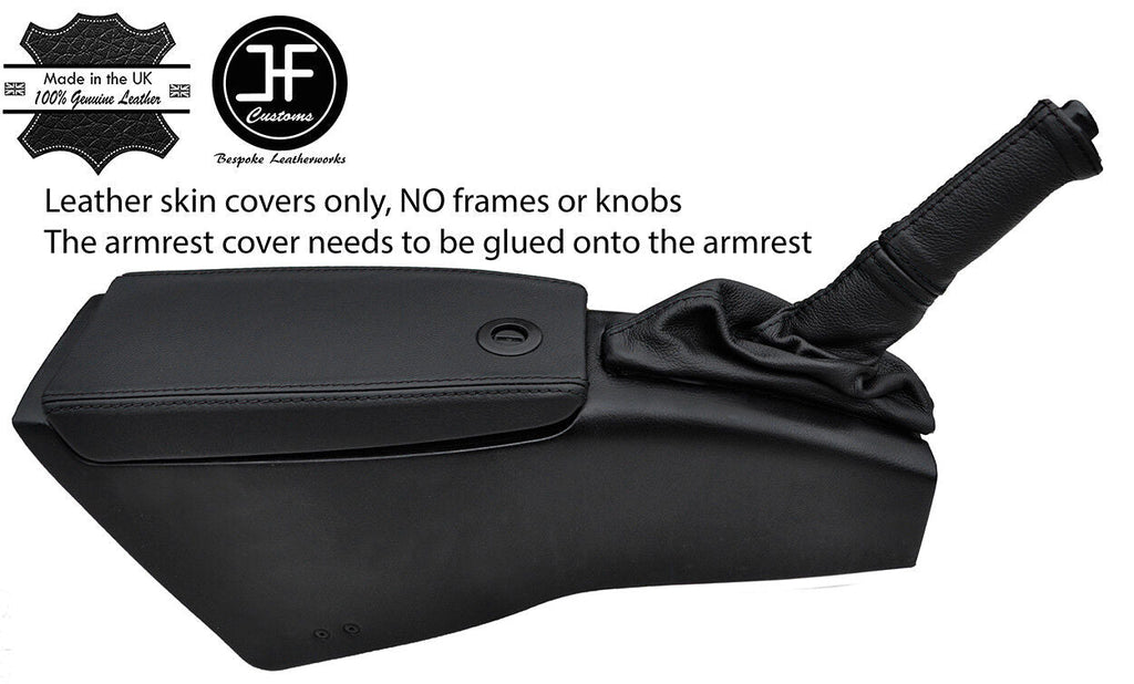 BLACK STITCH ARMREST + HANDBRAKE + HANDLE LEATHER COVERS FOR FIAT BARCHETTA
