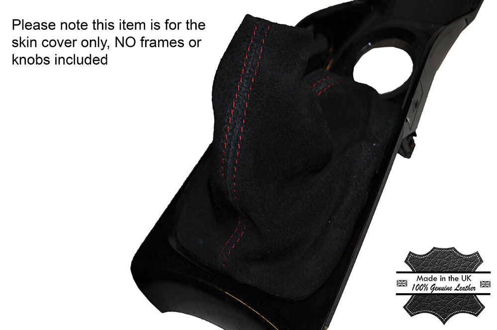 RED STITCHING SUEDE SKIN MANUAL GEAR GAITER FITS PEUGEOT 2008 2013-2015