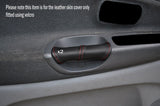 RED STITCH 2X FRONT DOOR HANDLE LEATHER COVERS FITS TOYOTA PREVIA MK2 00-05