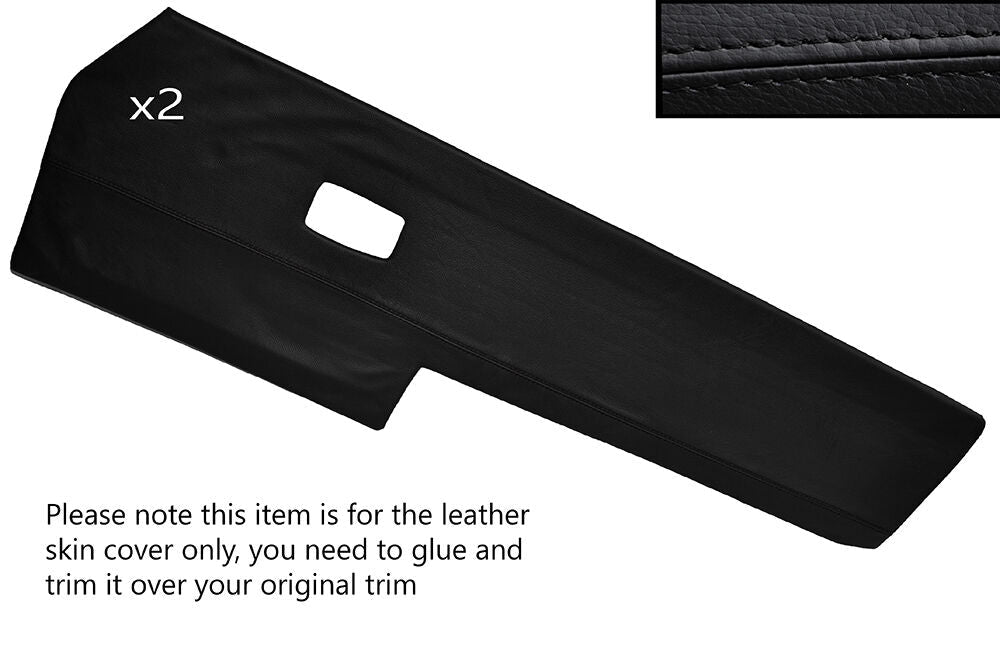 BLACK STITCH 2X FRONT DOOR CARD TRIM SKIN COVERS FITS VW TYPE 3 T3 EARLY