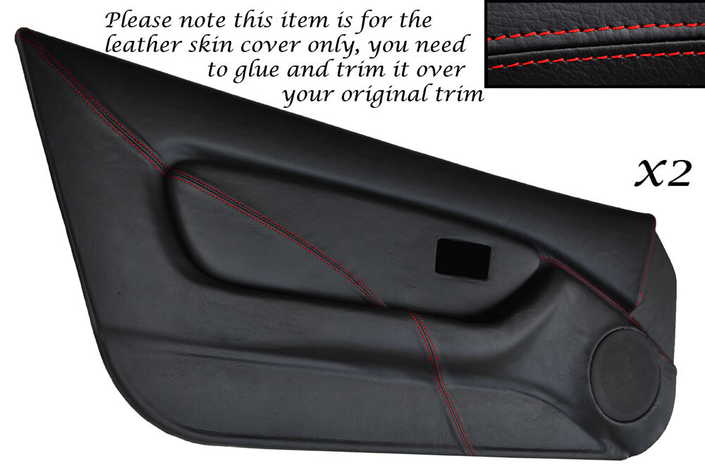 RED STITCH 2X FULL DOOR CARD TRIM LEATHER SKIN COVERS FITS MG MGF MK1 95-99