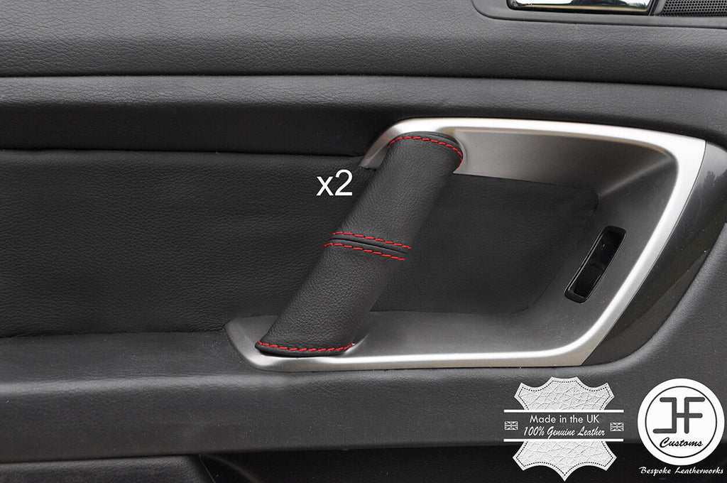 RED STITCH 2X FRONT DOOR HANDLE LEATHER COVERS FITS SUBARU OUTBACK 2003-2009