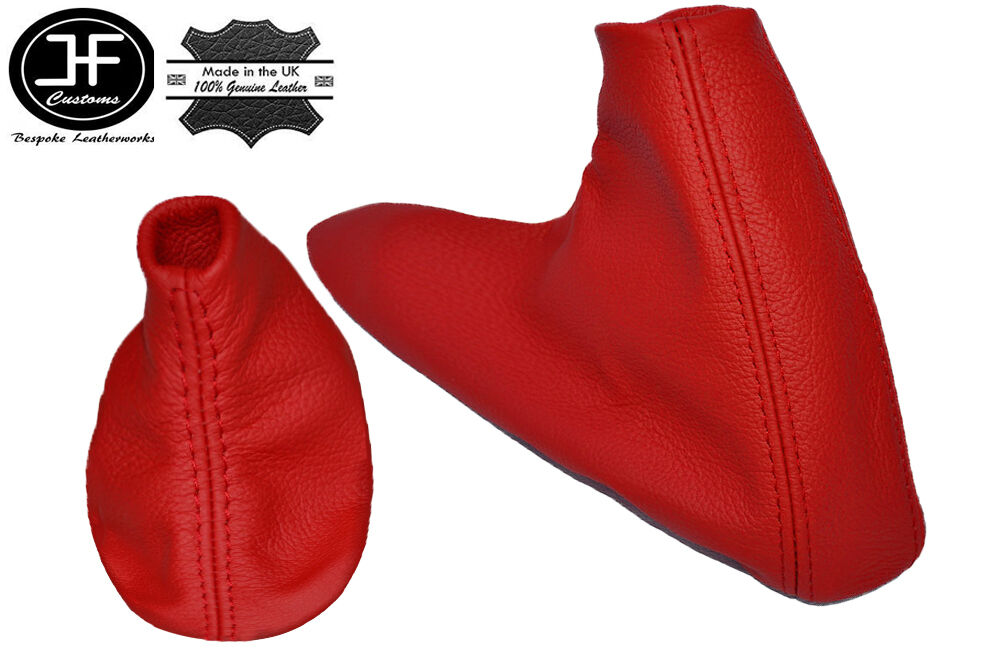 BRIGHT RED LEATHER FITS BMW E46 SMG 3 SERIES 1999-2005 GEAR HANDBRAKE SET
