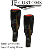 YELLOW STITCH RED TARTAN 2X SEAT BELT TALL COVERS FOR VW T6 TRANSPORTER