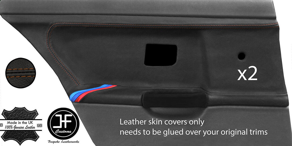 BROWN STITCH TRI STRIPE 2X REAR DOOR CARD COVERS FOR BMW E36 TOURING STYLE 2