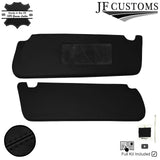 BLACK CROSS STITCH 2X SUN VISOR COVERS FOR RENAULT TRAFIC VAUXHALL VIVARO 14-20