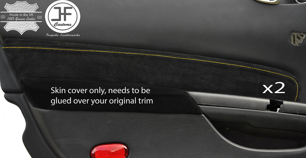 YELLOW STITCHING 2X DOOR CARD TRIM SUEDE COVERS FITS 350Z Z33 07-09 FACELIFT