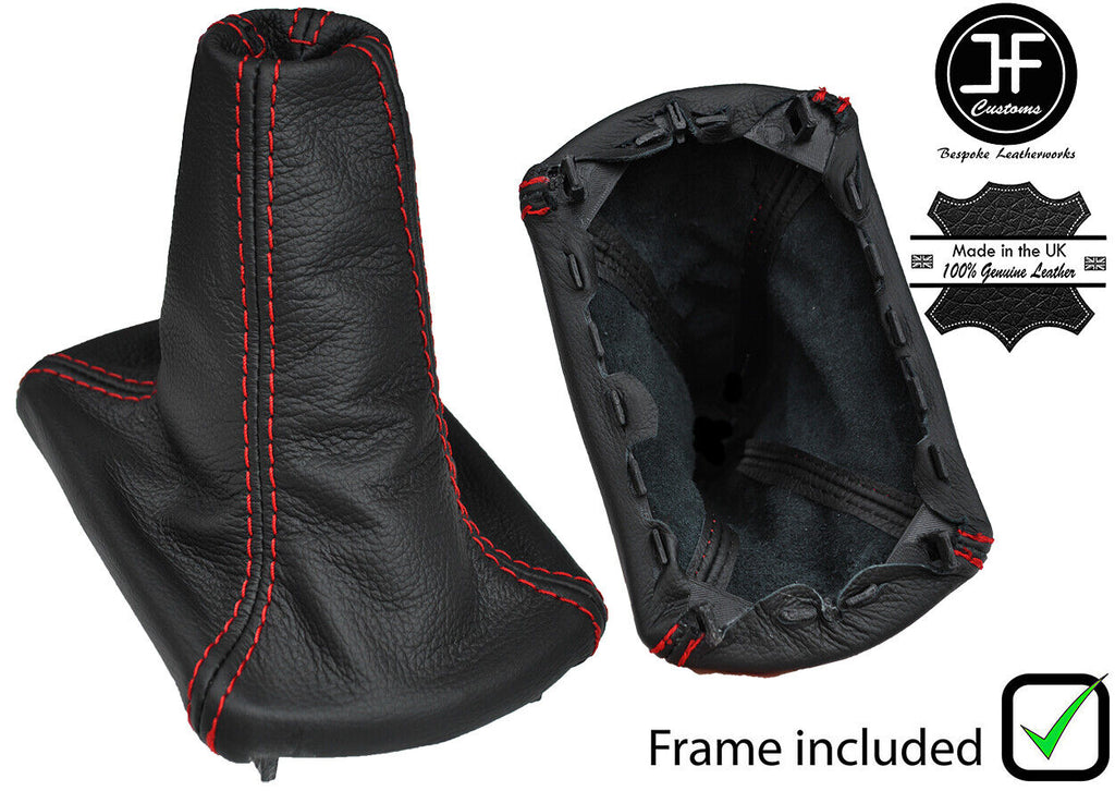 RED STITCH LEATHER GEAR GAITER+PLASTIC FRAME FITS FIAT BRAVO MK1 1995-2001