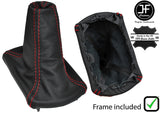 RED STITCH LEATHER GEAR GAITER+PLASTIC FRAME FITS FIAT BRAVO MK1 1995-2001