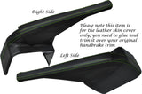 GREEN STITCH HANDBRAKE & BOTTOM BASE LEATHER SKIN COVERS FITS VW T5 TRANSPORTER