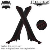 D RED STITCH ITALIAN LEATHER PILLAR KIT COVERS FOR BMW 5 SERIES F10 F11 10-16