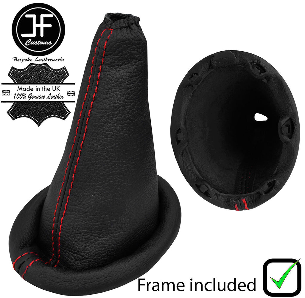 RED STITCH LEATHER GEAR GAITER + PLASTIC FRAME FITS CITROEN SAXO 1996-2004