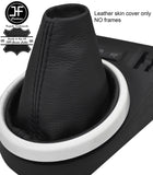 BLACK STITCH TOP GRAIN LEATHER MANUAL GEAR GAITER FITS RENAULT TWINGO MK3 14-19