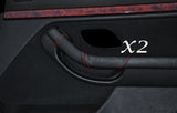RED STITCH 2X REAR DOOR HANDLE LEATHER SKIN COVERS FITS BMW E39 1995-2004