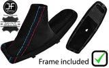 BLACK & TRI STITCH STITCH SUEDE HANDBRAKE+PLASTIC FRAME FOR BMW E90 E91 E92 E93