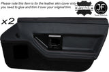 BLACK STITCH 2X FRONT DOOR CARD TRIM LEATHER SKIN COVER FITS CORVETTE C4 84-90