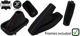 BLACK & TRI STITCH LEATHER AUTO GAITER SET + PLASTIC FRAME FOR BMW 5 E39 95-03
