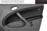 RED STITCH 2X FRONT DOOR CARD TRIM LEATHER SKIN COVER FITS SAAB 95 9-5 97-05
