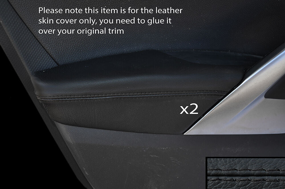 BLACK STITCH 2X FRONT DOOR ARMREST SKIN COVERS FITS HYUNDAI VELOSTER 11-15 5 DR