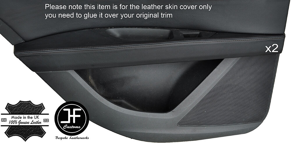 BLACK STICH 2X REAR DOOR ARMREST LEATHER COVERS FITS SEAT LEON 2013-2016 5 DOOR
