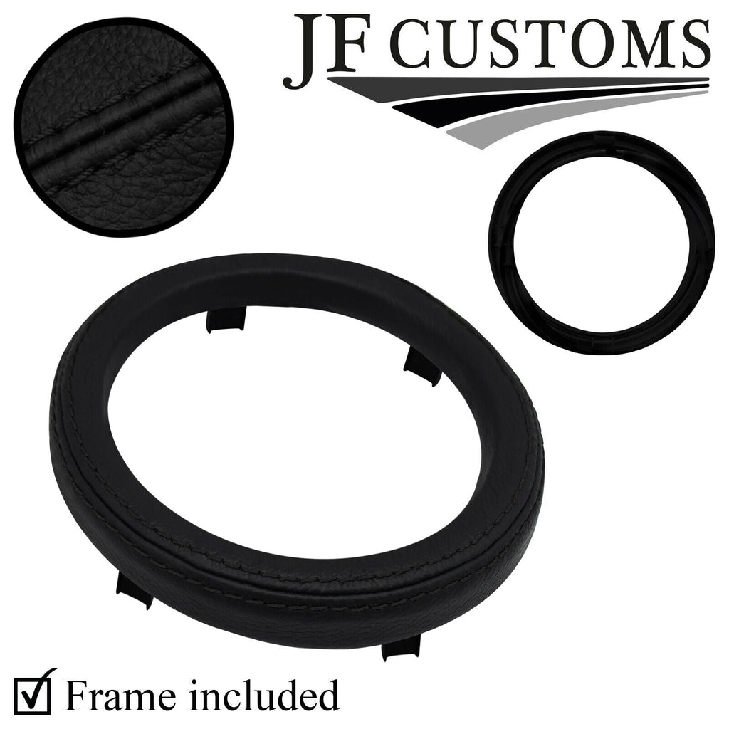 BLACK STITCH LEATHER GEAR SURROUND TRIM COVER + FRAME FITS FORD FIESTA MK6 02-08