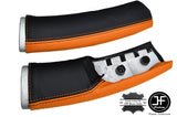 BLACK & ORANGE LEATHER 2X DOWN TUBES COVERS FITS BMW MINI COOPER S R50 R53 01-06