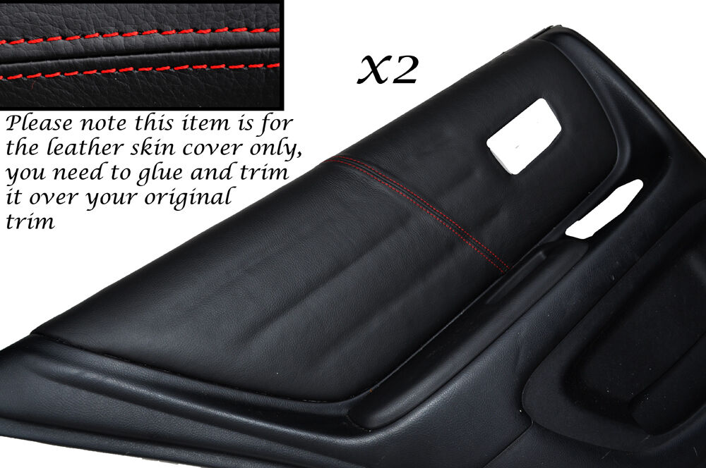 RED STITCH 2X REAR DOOR CARD TRIM SKIN COVERS FITS LEXUS IS200 1998-2005