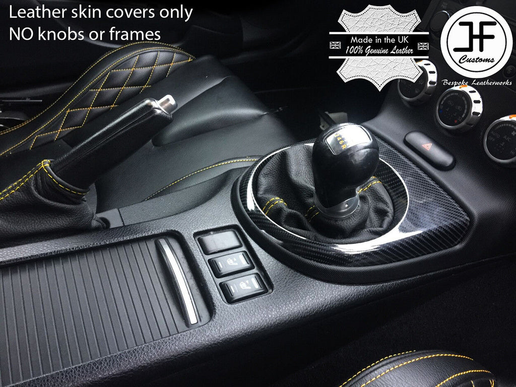 YELLOW STITCH FOR NISSAN 350Z Z33 GEAR HANDBRAKE E BRAKE BOOT TOP GRAIN LEATHER