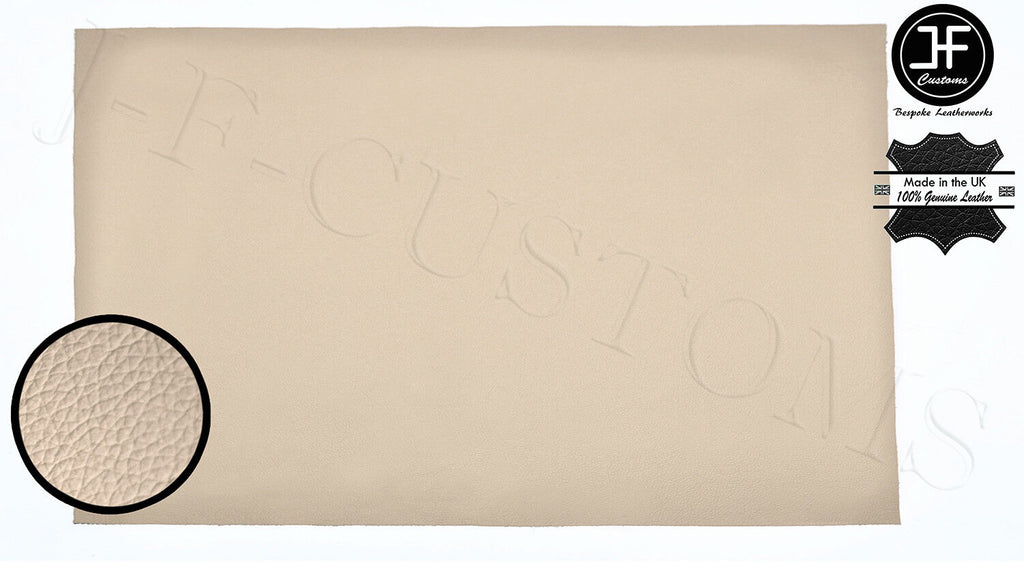 CREAM LEATHER 25cm x 50cm QUALITY TOP GRAIN GENUINE LEATHER CRAFTS AUTOMOTIVE