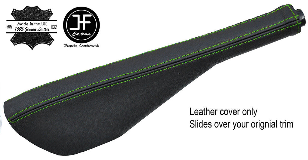 GREEN STITCH TOP GRAIN LEATHER HANDBRAKE GAITER FOR VW T5 TRANSPORTER CARAVELLE