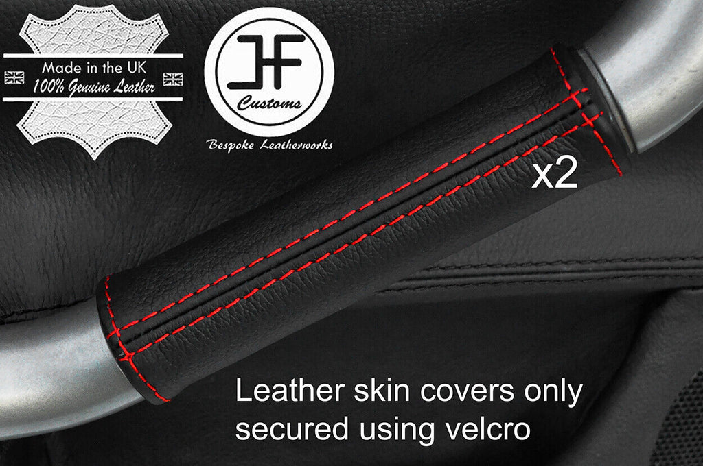 RED STITCH 2X DOOR HANDLE REAL LEATHER COVER FOR TOYOTA MR2 MK3 00-07 STYLE 2