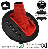 RED  REAL LEATHER  AUTO AUTOMATIC GEAR GAITER + TOP RING FOR VW T5 2003-2015