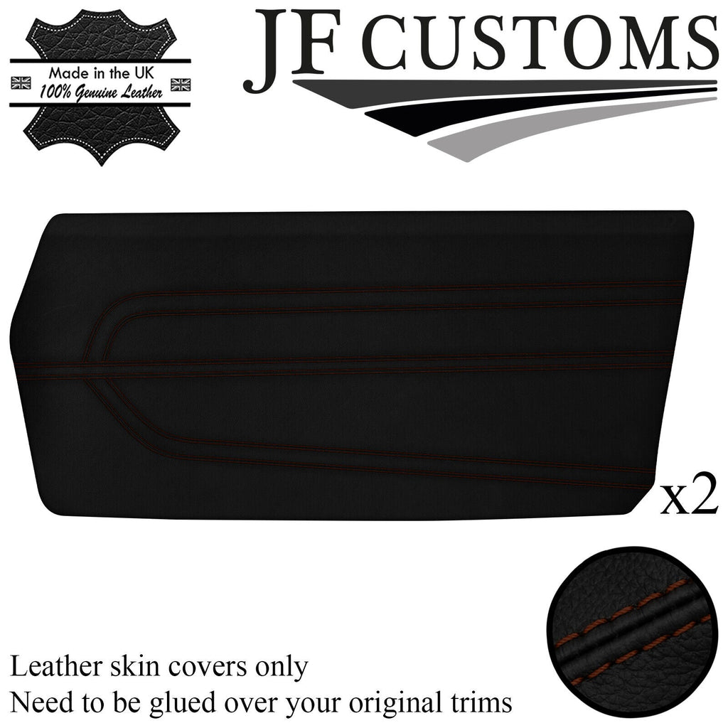 BROWN STITCH LEATHER 2X FRONT DOOR CARDS COVERS FOR FORD CORTINA MK3 COUPE 70-76