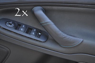 FITS FORD S-MAX & GALAXY MK3 2X blue stitch LEATHER DOOR HANDLE COVERS