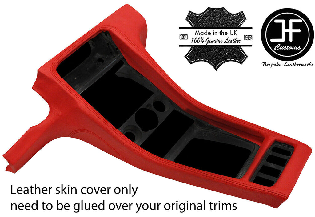 RED REAL LEATHER CENTRE CONSOLE COVER FITS PORSCHE 928 1990-1995 STYLE 3