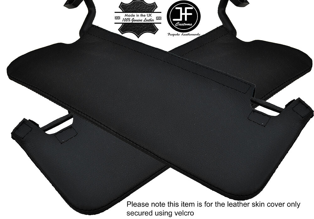 BLACK STITCHING 2X SUN VISORS LEATHER COVERS FITS JEEP WRANGLER 2007-2010