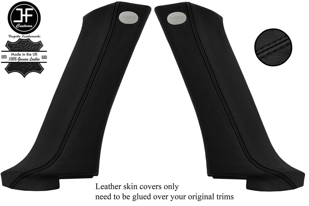 BLACK STITCH 2X REAR C PILLAR LEATHER COVERS FOR RANGE ROVER SPORT 2005-2013