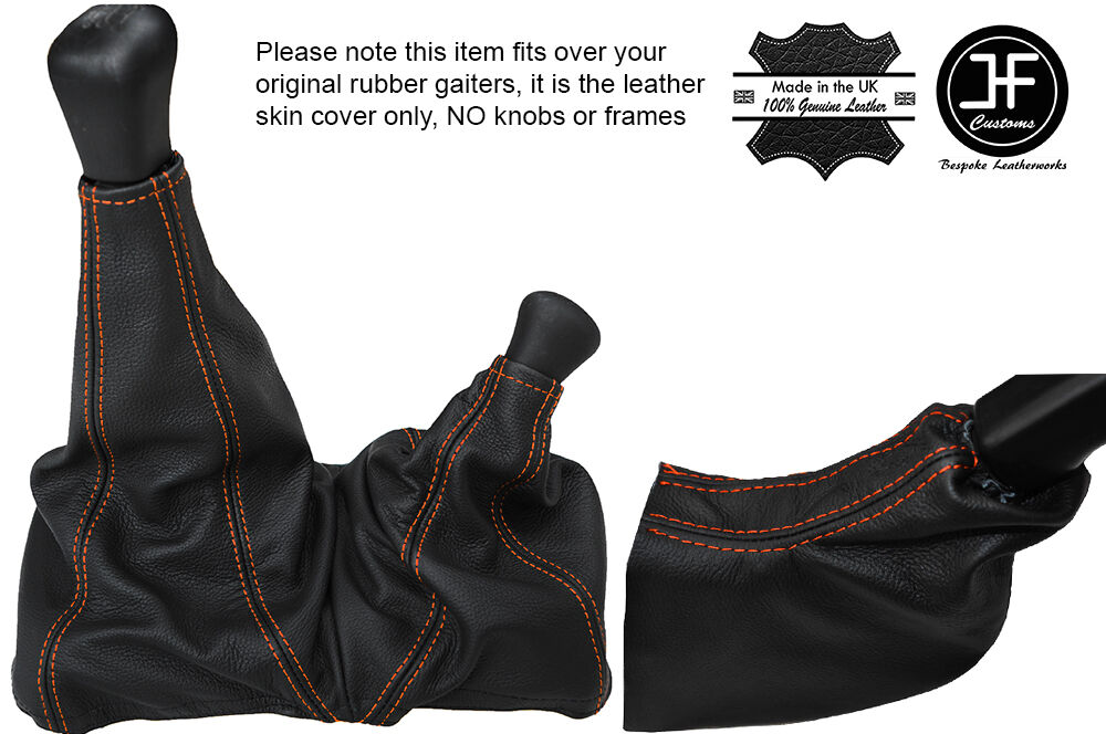 ORANGE STICH FULL LEATHER GEAR & HANDBRAKE GAITER FITS LAND ROVER DEFENDER 07-16